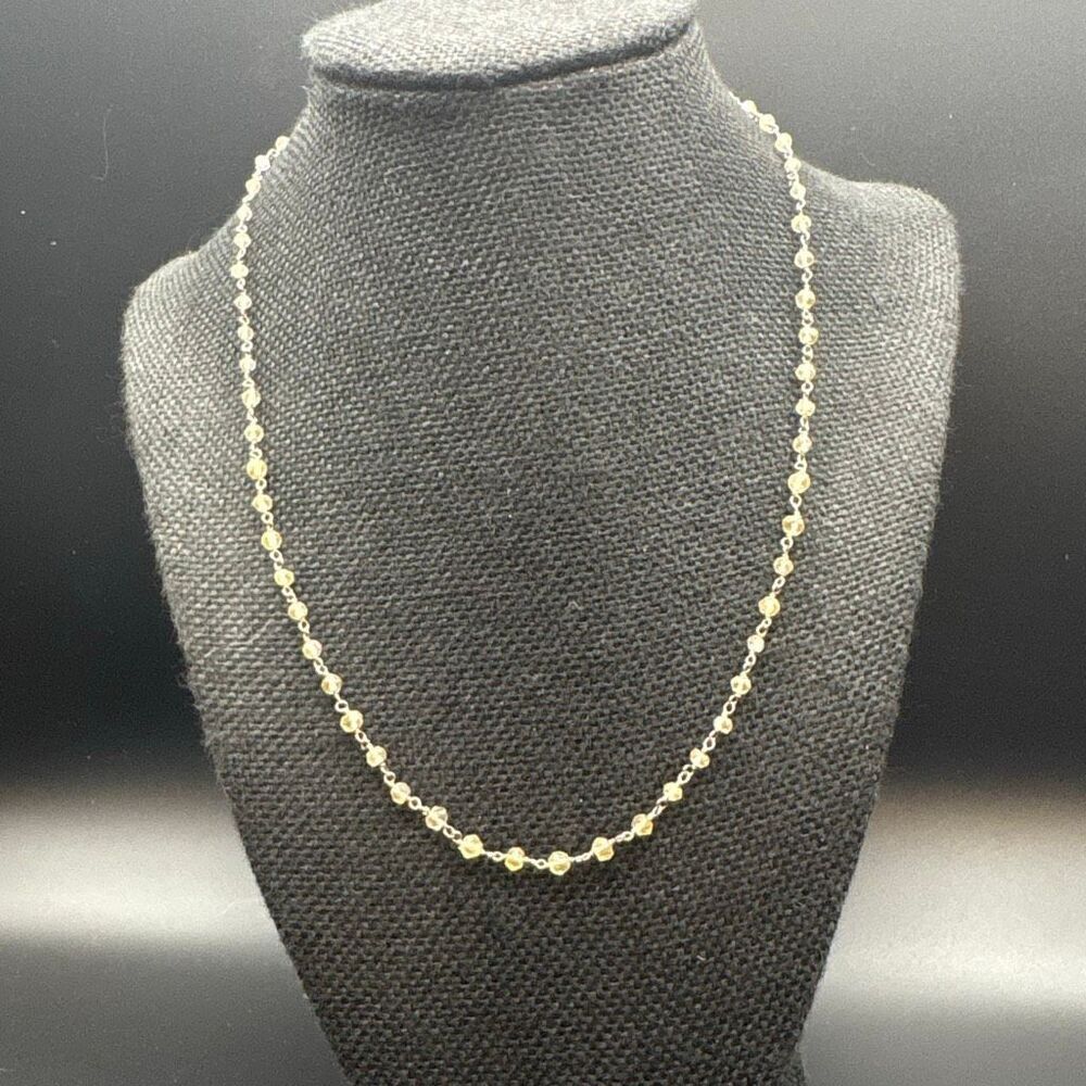 Winter White Crystal Necklace, NEW, 18.5”, Handmade